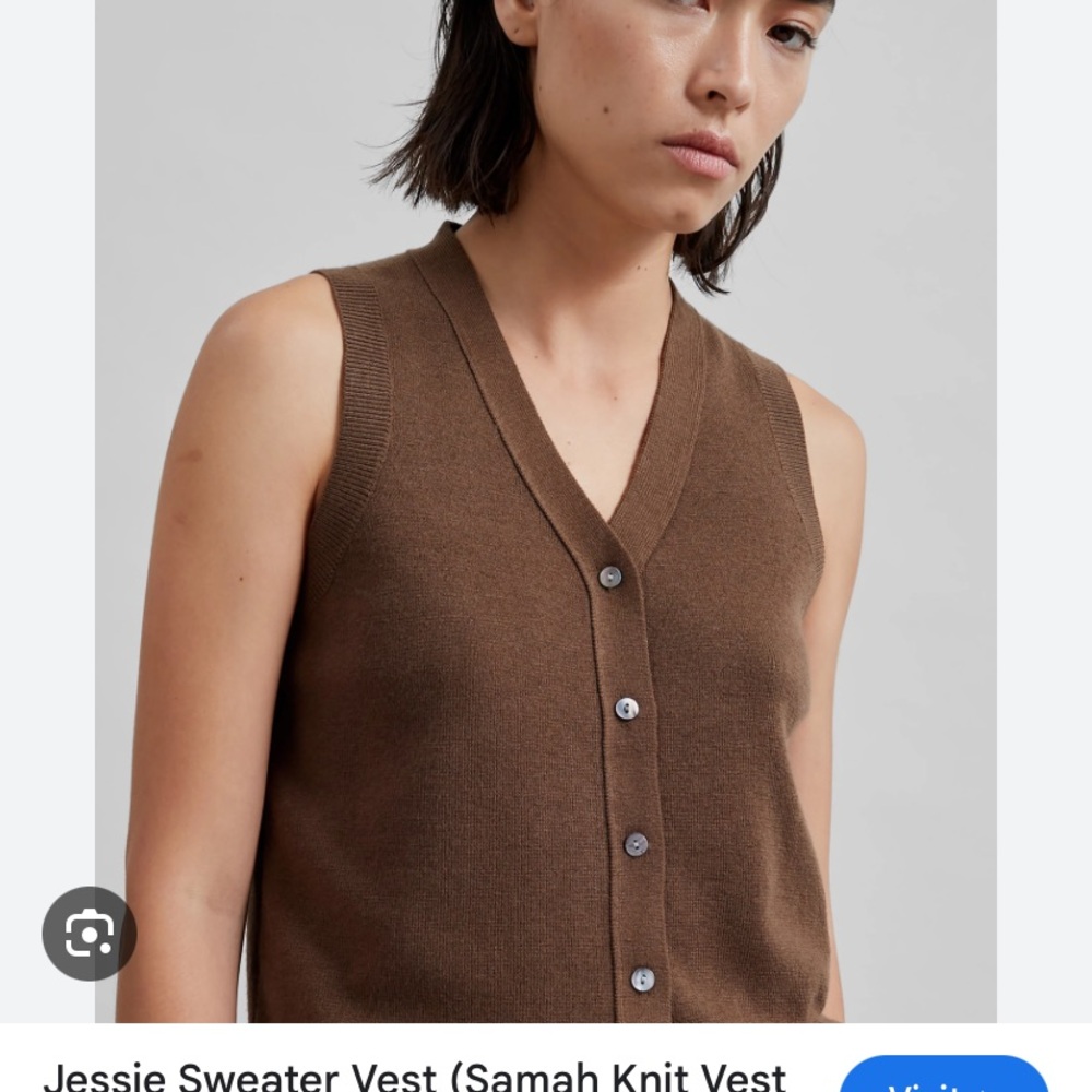 The Frankie Shop Brown V-Neck Sweater Vest